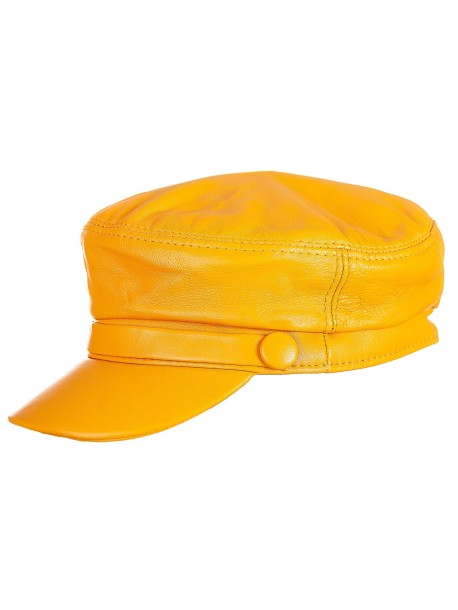 Дамски каскет с козирка - жълт