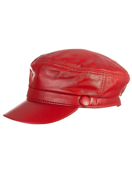 Дамски каскет с козирка - червен