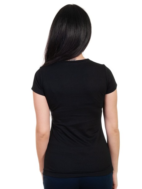 Черна дамска тениска с къс ръкав