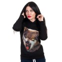 Черен суитчър за жени с вълк