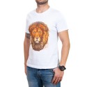 Бяла мъжка тениска с лъв