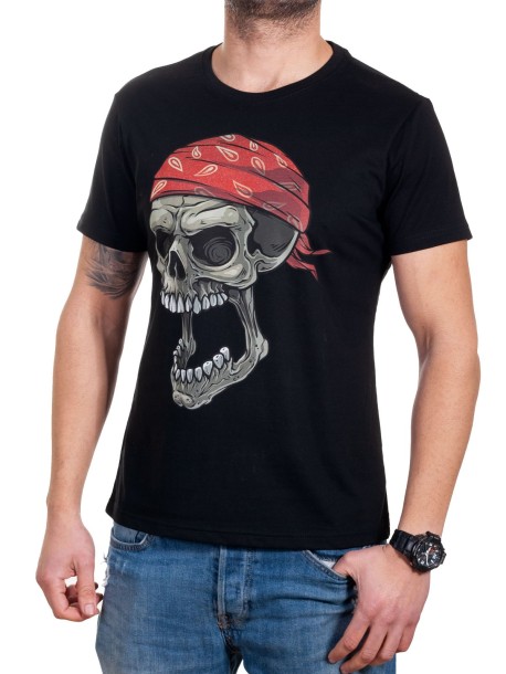 Мъжка памучна тениска с череп