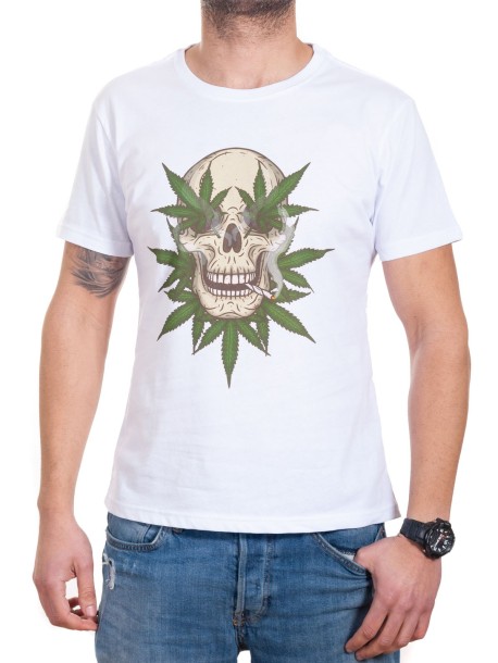 Бяла мъжка тениска с марихуана