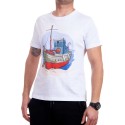Бяла мъжка тениска с кораб