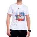 Бяла мъжка тениска с кораб