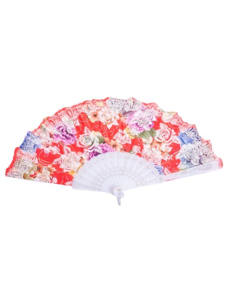 Червено ветрило с десен на рози