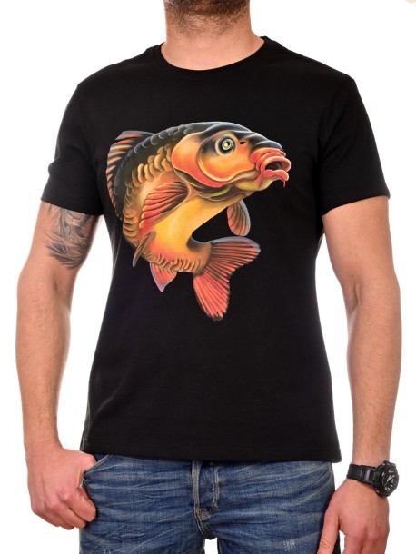 Черна мъжка тениска с шаран