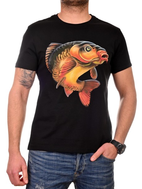 Черна мъжка тениска с шаран