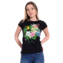 Черна дамска тениска с цветя