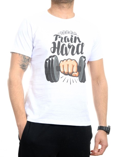 Бяла тениска за тренировки