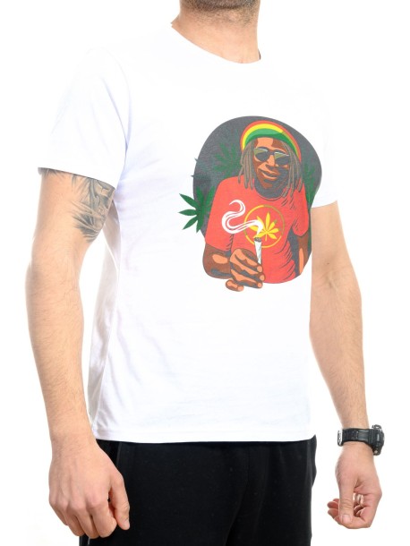 Бяла мъжка тениска Боб Марли