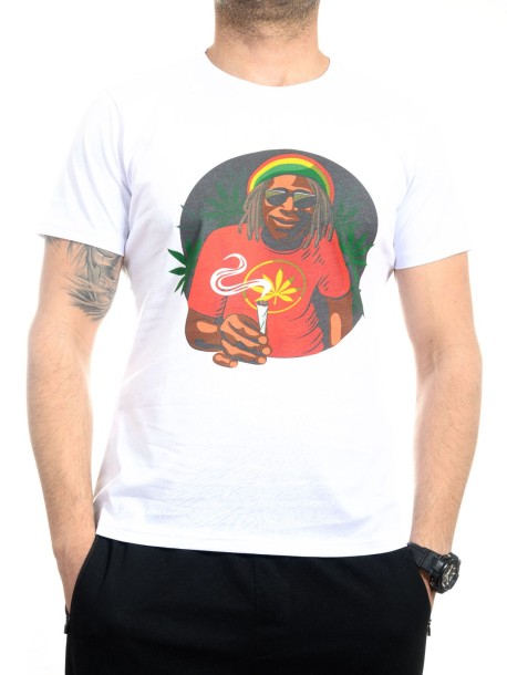 Бяла мъжка тениска Боб Марли