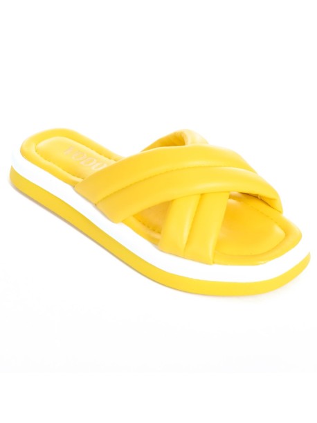 Цветни дамски чехли - жълти