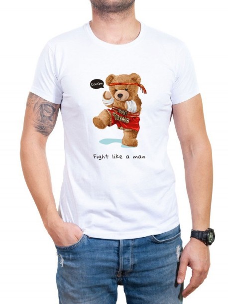 Мъжка тениска в бяло Fight