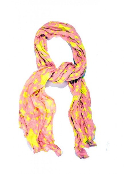 Шал звезди бежово Дамски шал с електрикаво жълти звезди Състав: 100% полиестер