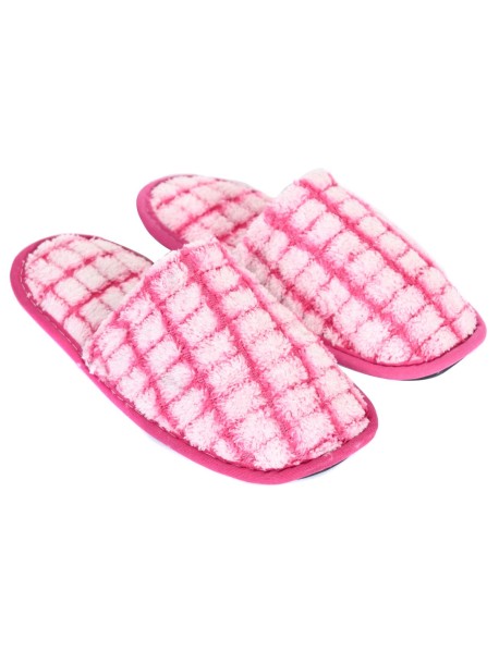 Домашни чехли на розово каре