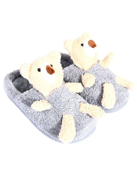 Пантофи мечка в сиво