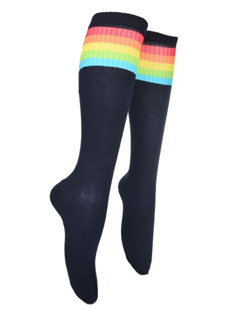 Високи дамски чорапи - тъмно сини