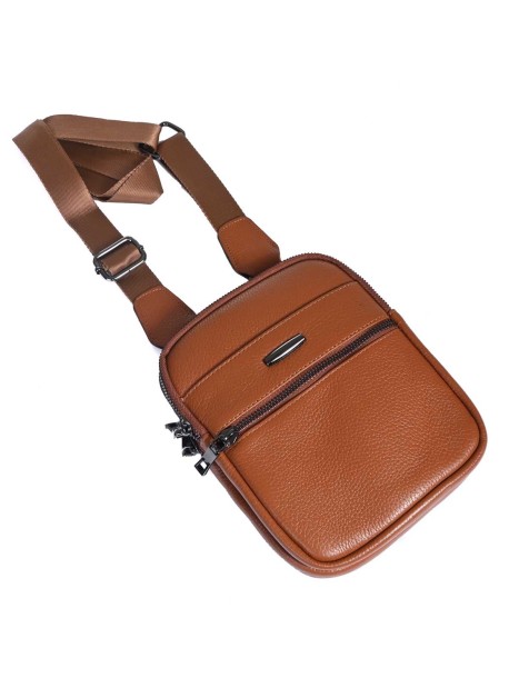 Мъжка кожена чанта - светло кафява