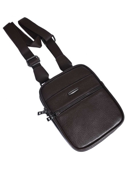 Мъжка кожена чанта - тъмно кафява