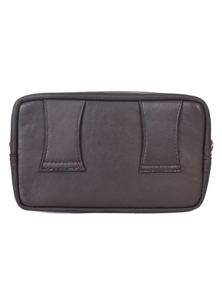 Кафяв мъжки несесер от естествена кожа 