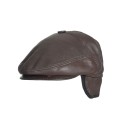 Мъжки каскет от естествна кожа - Кафяв