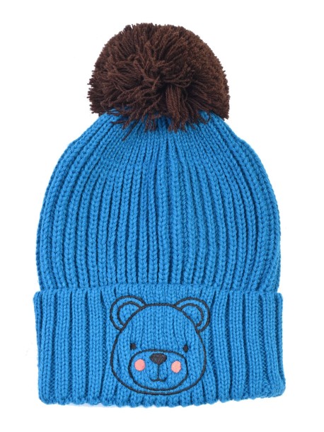 Детска шапка с мече - синя