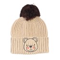 Детска шапка с мече - бежова