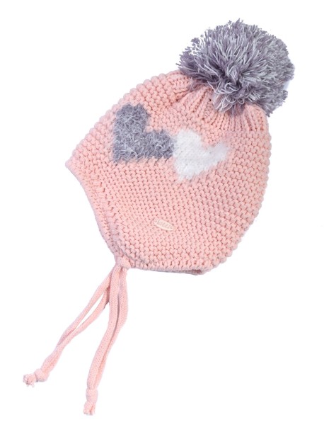 Зимна шапка за момиче цвят пудра