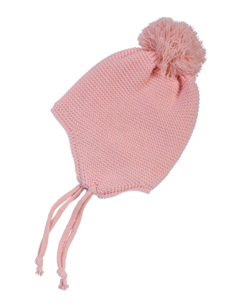 Детска шапка за момиче цвят пудра