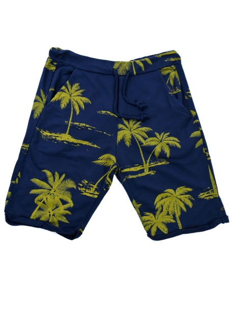 Сини памучни шорти с палми