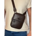 Мъжка кожена чанта - тъмно кафява