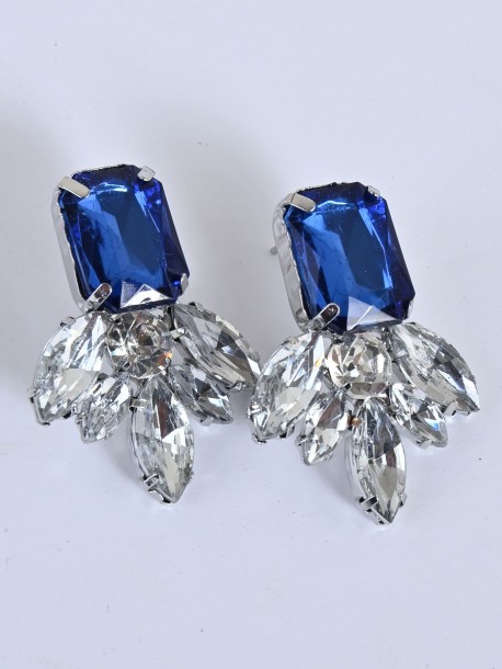 Обеци със сини камъни