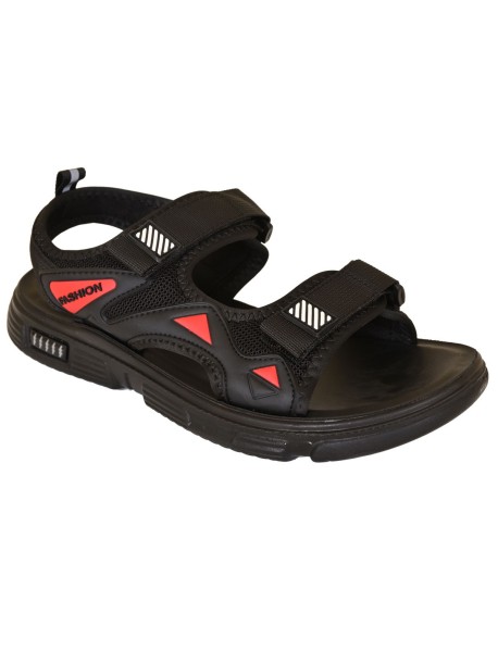 Черни мъжки сандали с червено