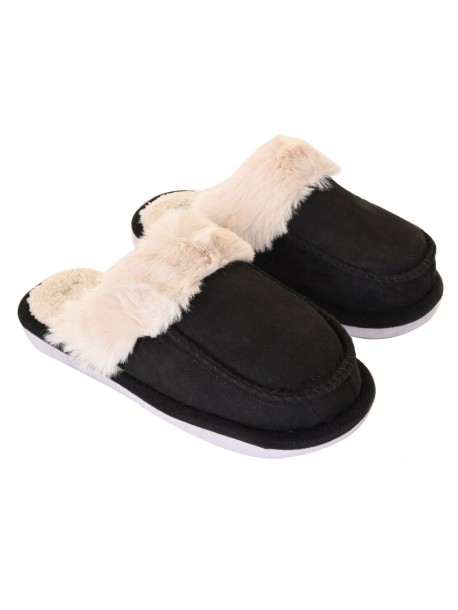 Пантофи с кожичка - черни