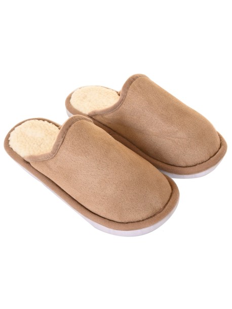 Дебели мъжки пантофи - цвят каки