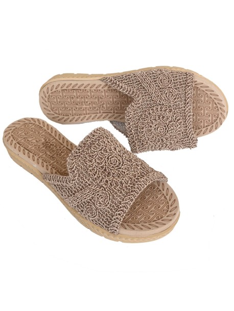 Дантелени чехли - бежови