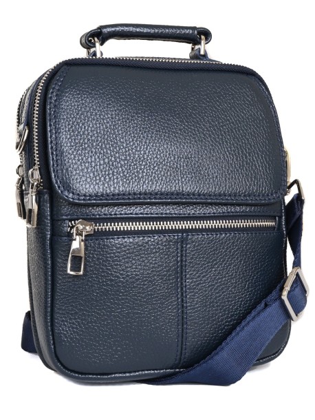 Мъжка чанта в син цвят от естественa кожа