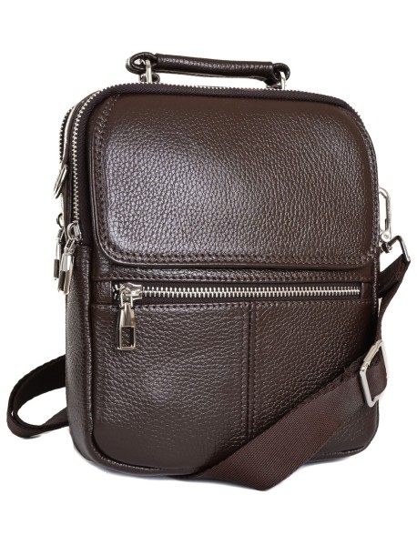 Мъжка чанта в кафяв цвят от естественa кожа