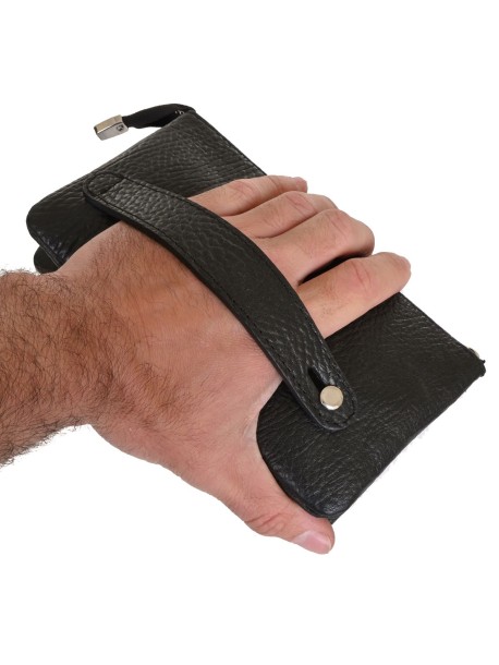 Луксозен мъжки клъч в черен цвят от естествена кожа