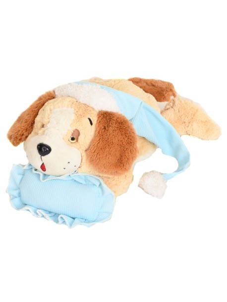 Плюшена играчка - спящо куче със шапка