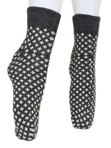 Тъмно сиви домашни вълнени чорапи