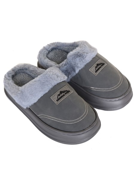 Топли мъжки зимни пантофи в сиво