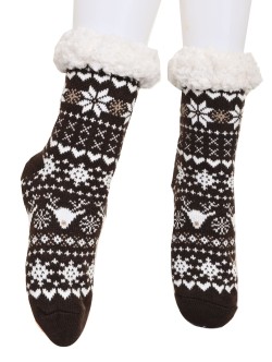 Домашни коледни чорапи в кафяв цвят