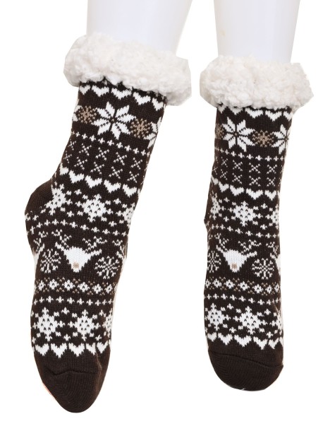 Домашни коледни чорапи в кафяв цвят