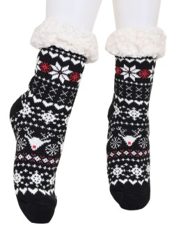 Домашни коледни чорапи в черен цвят