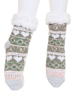 Пухкави домашни чорапи в зелен цвят