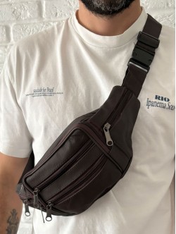 Мъжка паласка от естествена кожа в кафяв цвят