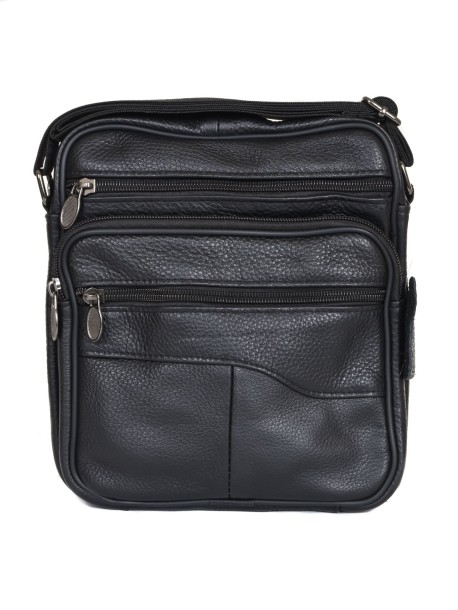 Черна чанта за мъже от естествена кожа