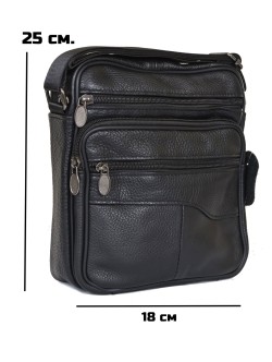 Черна чанта за мъже от естествена кожа